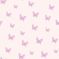 Vector butterfly seamless repeat pattern design background. Pastel pink pattern Royalty Free Stock Photo