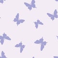 Vector butterfly seamless repeat pattern, pastel purple background Royalty Free Stock Photo