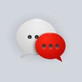 Vector button red and white speech bubbles Royalty Free Stock Photo