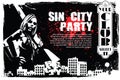 Vector BW Illustration. Template flyers. Sin City party.
