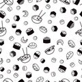 Vector bw seamless sushi pattern