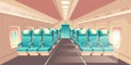 Vector cabin of plane. Econom class seats