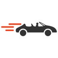 Vector Cabriolet Movement Flat Icon Image