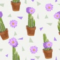 Vector Cactus Background. Seamless Pattern. Exotic Plant Royalty Free Stock Photo