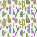 Vector Cactus Background. Seamless Pattern. Exotic Plant Royalty Free Stock Photo