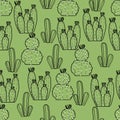 Vector cactus plants texture seamless pattern Royalty Free Stock Photo