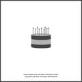 Vector cake icon. Cake with candles on white isolated background. Layers grouped for easy editing illustration.