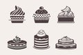 Vector Cakes and Cupcakes. Sweets vector collection. Royalty Free Stock Photo