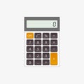 Vector calculator with gray and orange buttons on white background Royalty Free Stock Photo