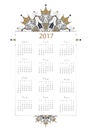 Vector, 2017 calendar all 12 month on white background decoratio