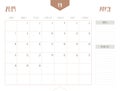 Vector of calendar 2019 April in simple clean table style wi Royalty Free Stock Photo
