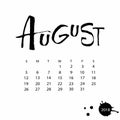 Vector calendar for August 2018.