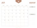 Vector of calendar 2019 December in simple clean table style