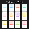 Vector calendar 2017 with decoraive elements. Vector mandala design. Template can be used for web and print design.