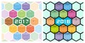 Vector 2017,2018 calendar with honeycomb shape