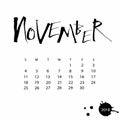 Vector calendar for November 2018.