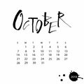 Vector calendar for October 2018.