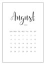 Vector Calendar Planner for August 2024. Handwritten lettering