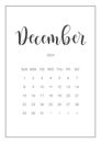 Vector Calendar Planner for December 2024. Handwritten lettering