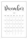 Vector Calendar Planner for December 2024. Handwritten lettering