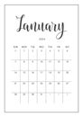 Vector Calendar Planner for January 2024. Handwritten lettering