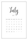 Vector Calendar Planner for July 2024. Handwritten lettering