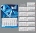 Vector calendar 2016 - Planner for month Royalty Free Stock Photo