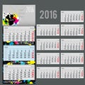 Vector calendar 2016 - Planner for three month Royalty Free Stock Photo