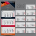 Vector calendar 2016 - Planner for three month Royalty Free Stock Photo