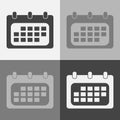 Vector Calendar set icon in flat style on grey background Royalty Free Stock Photo