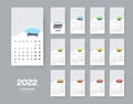 Vector calendar template 2022, cover with place for photo, color insert with months Royalty Free Stock Photo