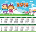 Vector calendar 2018 year. Royalty Free Stock Photo