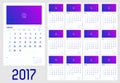 Vector of Calendar 2017 year ,12 month calendar Royalty Free Stock Photo