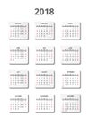 Vector calendar for 2018 year page posters Royalty Free Stock Photo