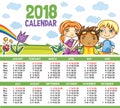 Vector calendar 2018 year. Royalty Free Stock Photo