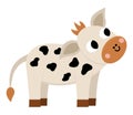 Vector calf icon. Cute cartoon little cow illustration for kids. Farm baby animal isolated on white background. Colorful flat Royalty Free Stock Photo