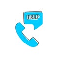 Vector call icon with a request for help on cartoon style on white isolated background Royalty Free Stock Photo