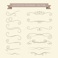 Vintage book vignettes, dividers and separators. Vector calligraphic design set Royalty Free Stock Photo