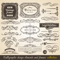 Vector Calligraphic element Border Corner Frame and Invitation Collection. Decoration Typographic Elements, Vintage Labels, Ribbon Royalty Free Stock Photo