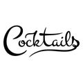 Vector calligraphic inscription Cocktails in black on a white