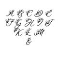 Vector Calligraphy Alphabet. Floral Letters. Decorative handwritten brush font for: Wedding Monogram, Logo, Invitation. Royalty Free Stock Photo