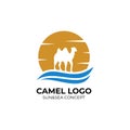 Vector the camel logo template premium vector sun and sea concept Royalty Free Stock Photo