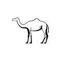 Vector camel silhouette view side for retro logos, emblems, badges, labels template vintage design element. Isolated on white Royalty Free Stock Photo