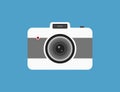 Vector camera in flat retro style. Vintage photography technology. Old hipster picture device Royalty Free Stock Photo