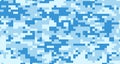 Vector camouflage military texture background soldier blue pixel. EPS 10. Royalty Free Stock Photo