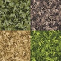 Vector camouflage seamless classic pattern set. Abstract hunting military camo endless texture. Khaki green black grey brown olive Royalty Free Stock Photo