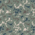 Vector camouflage seamless pattern. Khaki design style for t-shirt. Military texture, camo clothing while hunting illustration. Royalty Free Stock Photo