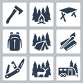 Vector camping icons set Royalty Free Stock Photo