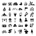 Vector camping icons set for maps, websites and print. Travel images in doodle style. Eco frienly and ethic tourism Royalty Free Stock Photo