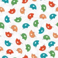 Vector Camping Trailors in Orange Green Red and Blue on White Background Seamless Repeat Pattern. Background for Royalty Free Stock Photo